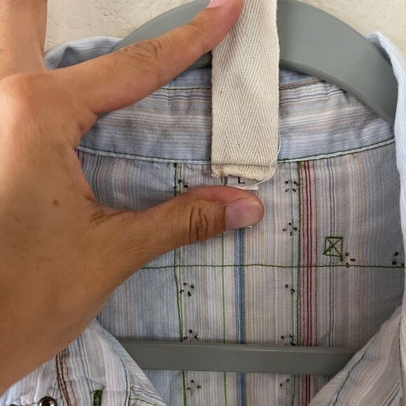 Johnny was striped studded embroidered‎ button down - Picture 10 of 12